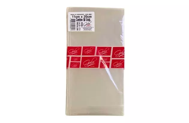 SACO PARA PRESENTE TRANSPARENTE 11X20 CM INCOLOR POLIPROPILENO PLÁSTICO - PACOTE COM 50 UND | GALA