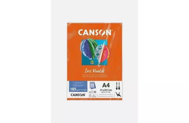BLOCO COLORIDO NA MASSA DE DESENHO LISO A4 185G/M² LARANJA 25 FOLHAS | CANSON IRIS VIVALDI