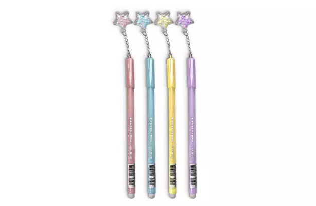 CANETA GEL APAGAVEL 0.5 COM PINGENTE ESTRELA AZUL E PRETA - LEO&LEO