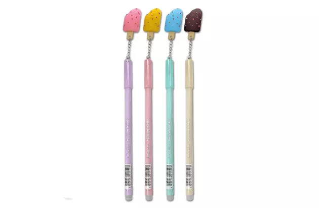 CANETA GEL APAGAVEL 0.5 COM PINGENTE PICOLÉ AZUL E PRETA - LEO&LEO