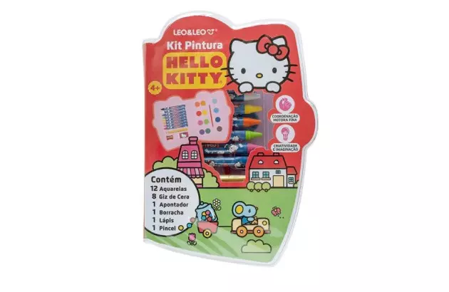KIT PARA PINTURA HELLO KITTY COM 24 PEÇAS LEONORA 10457