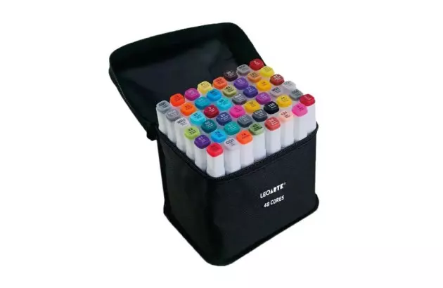 ESTOJO 48 CORES MARCADOR ARTISTICO DUAL TIP LEONORA 10630