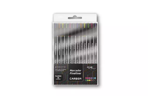 ESTOJO CANETA ESFEROGRÁFICA 12 CORES FINELINER 0.5 CARBON LINE JOCAR OFFICE - 10244