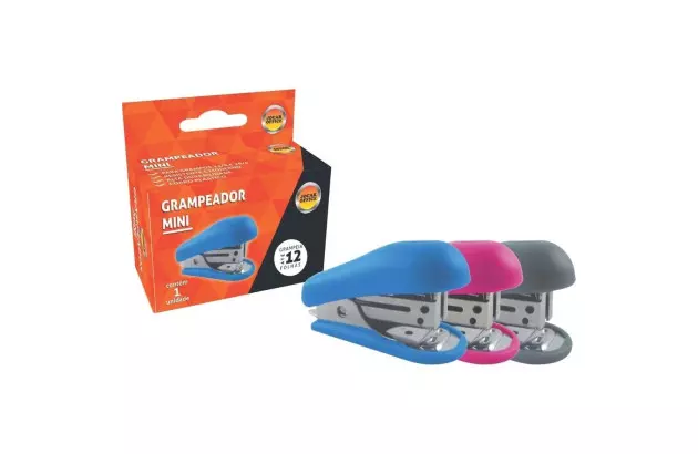 GRAMPEADOR MINI 15F METAL PEQUENO PRETO COM EXTRATOR DE GRAMPO - 26/6, PAPEL | JOCAR OFFICE