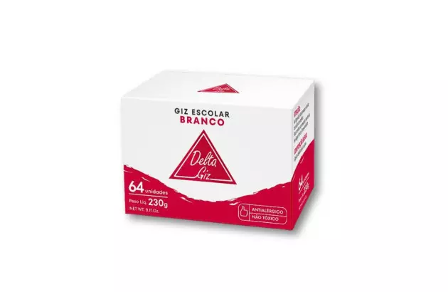 GIZ ESCOLAR COMUM BRANCO 230G 64 PALITOS  | DELTA  0002