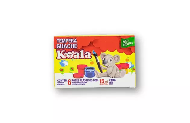TINTA GUACHE 6 CORES 15ML KOALA DELTA - 0040