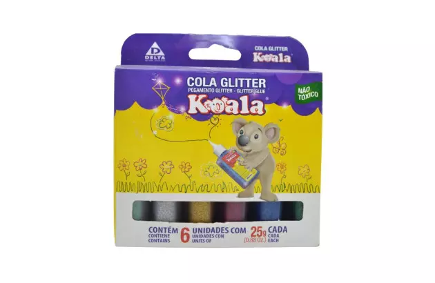 COLA GLITTER 6 CORES 25G 0058 KOALA DELTA