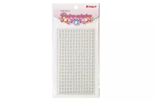 CARTELA DE ADESIVO 3D MEIA PEROLA COR PEROLA  4MM | MAKE+ REF 5320