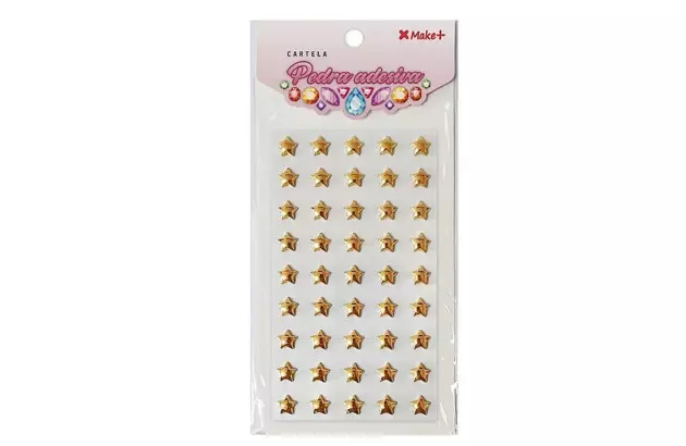 CARTELA DE ADESIVO 3D ESTRELINHA OUTO METALIZADO 10MM | MAKE+ REF 5379