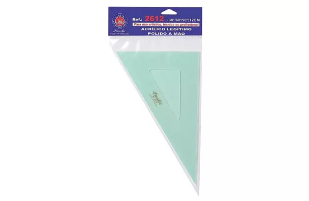 ESQUADRO ACRÍLICO 30° 60° 90° 12CM SEM ESCALA MODELO 2612 - TRIDENT