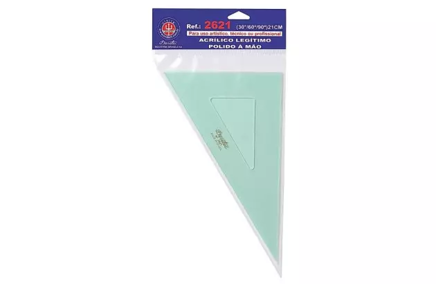 ESQUADRO ACRÍLICO 30° 60° 90° 21CM SEM ESCALA MODELO 2621 - TRIDENT