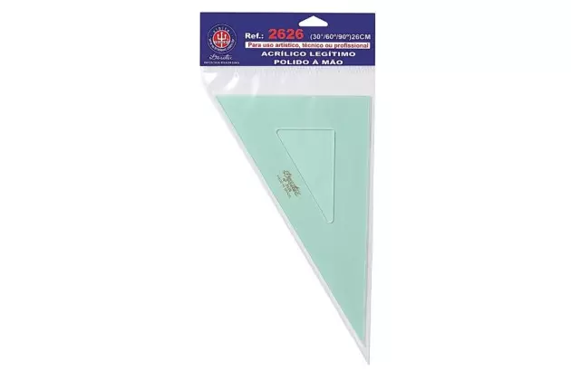 ESQUADRO ACRÍLICO 30° 60° 90° 26CM SEM ESCALA MODELO 2626 - TRIDENT