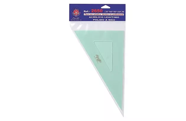 ESQUADRO ACRÍLICO 30° 60° 90° 50CM SEM ESCALA MODELO 2650 - TRIDENT
