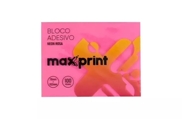 BLOCO DE RECADO ADESIVO 76X102 100F ROSA NEON MAXPRINT