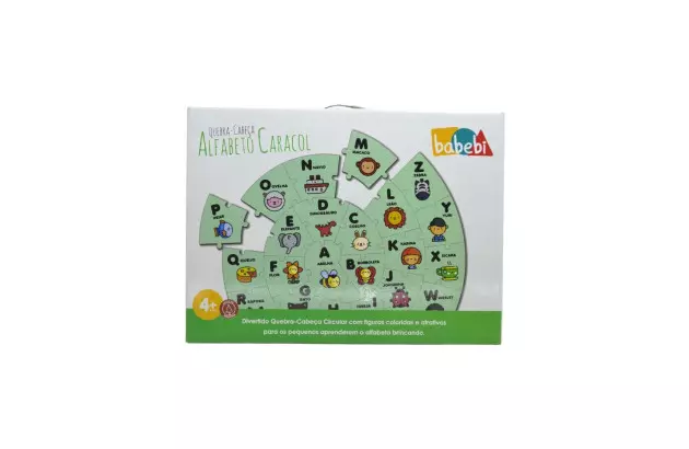 QUEBRA CABEÇA ALFABETO CARACOL 26 PEÇAS MDF BABEBI