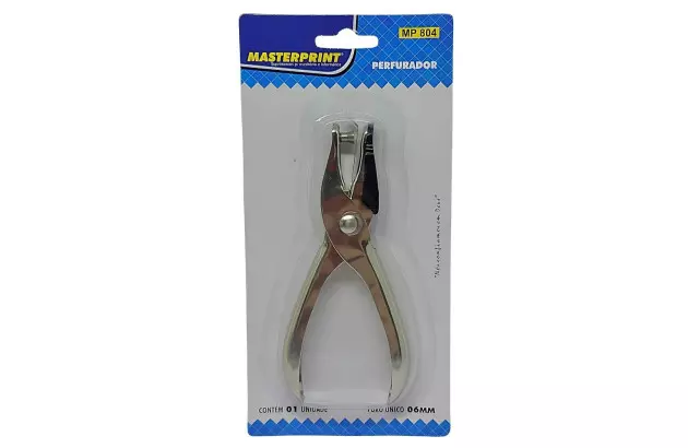 PERFURADOR DE PAPEL 1 FUROS 6 FOLHAS 6MM ALICATE METAL | MASTERPRINT MP 804