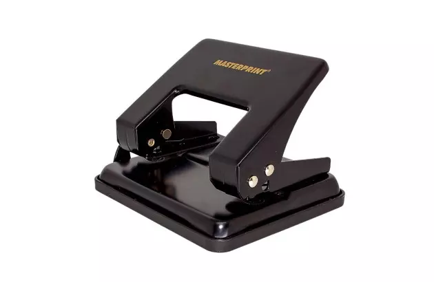 PERFURADOR DE PAPEL 2 FUROS 20 FOLHAS METAL PRETO | MASTERPRINT MP 801