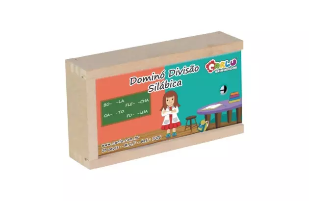 BRINQUEDO DOMINO DIVISÃO SILÁBICA 28 PEÇAS MDF 1026 CARLU
