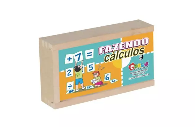 BRINQUEDO EDUCATIVO FAZENDO CÁLCULOS 42 PEÇAS MDF .+ 6 ANOS 1110 CARLU