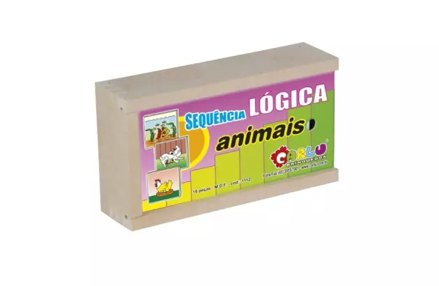 BRINQUEDO EDUCATIVO SEQUENCIA LOGICA ANIMAIS 16 PEÇAS MDF 1112 CARLU