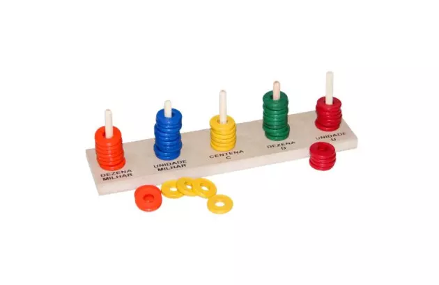 BRINQUEDO EDUCATIVO ABACO ABERTO MDF 50 ARGOLAS + 4 ANOS 1909 CARLU