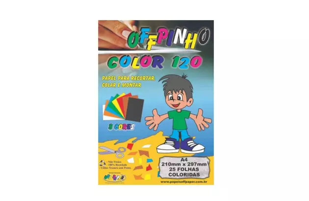 BLOCO PAPEL CRIATIVO COLOR A4 8 CORES 120G 25FLS OFF PAPER
