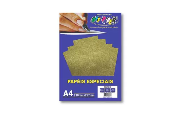 PAPEL FELTRO A4 OURO 30G COM 10 FOLHAS OFF PAPER
