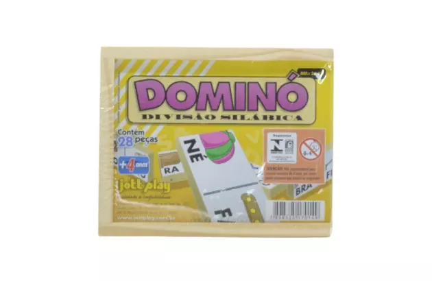 BRINQUEDO DOMINO DIVISÃO SILABICA 28 PC MADEIRA 26.67 JOTT PLAY