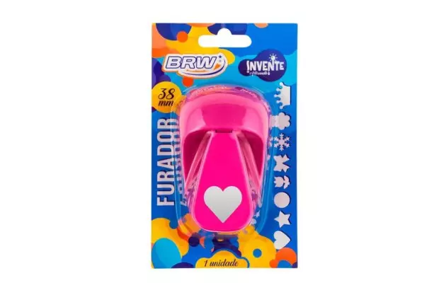FURADOR DE EVA 38MM CORAÇÃO ROSA BLISTER 1UN BRW F3802