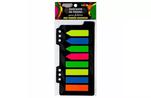 MARCADOR DE PÁGINAS NEON FICHARIO 8 CORES 12X44MM SMART NOTES | BRW FL0003