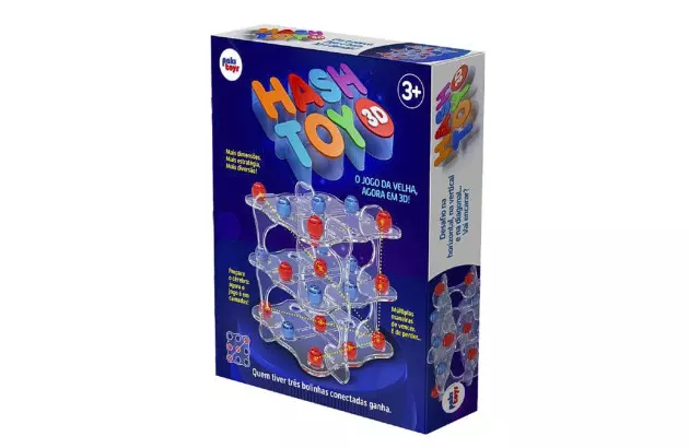 BRINQUEDO HASH TOY 3D - JOGO DA VELHA 3D +3 ANOS | PAKITOYS 4204