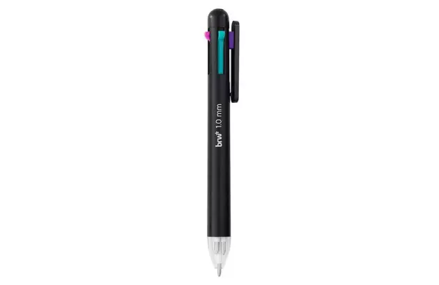 CANETA ESFEROGRÁFICA 1.0 4 CORES RETRATIL NEON - AZUL CLARO, VERDE, ROSA, ROXO | BRW CA0522