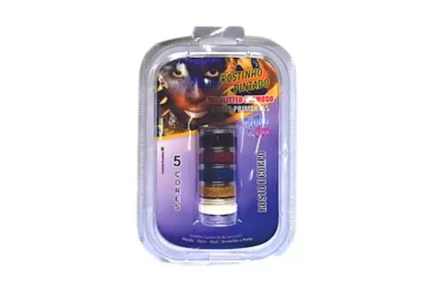 KIT FACIAL GEL GLITTER CREMOSO 5 CORES PRIMÁRIAS ROSTINHO PINTADO -1086
