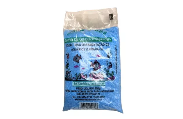 AREIA DE QUARTZO COLORIDA PARA AQUÁRIO AZUL CLARO 950G TERRA NOBRE