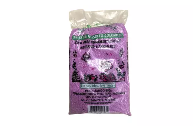 AREIA DE QUARTZO COLORIDA PARA AQUÁRIO ROSA 950G TERRA NOBRE