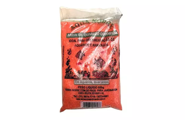 AREIA DE QUARTZO COLORIDA PARA AQUÁRIO LARANJA 950G TERRA NOBRE