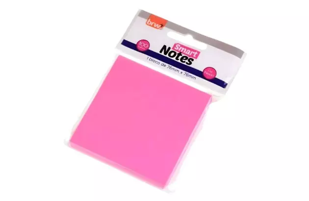 BLOCO DE NOTAS ADESIVAS 76X76MM 100FLS ROSA NEON SMART NOTES | BRW BA7673