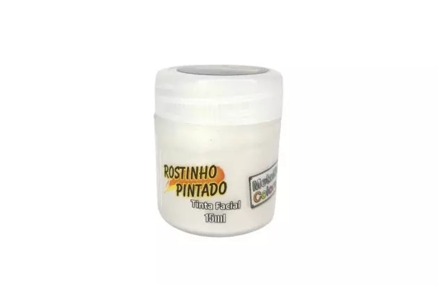 TINTA FACIAL LÍQUIDA METÁLICA 15ML BRANCO PERÓLA METALLIC COLORS  - ROSTINHO PINTADO 8001