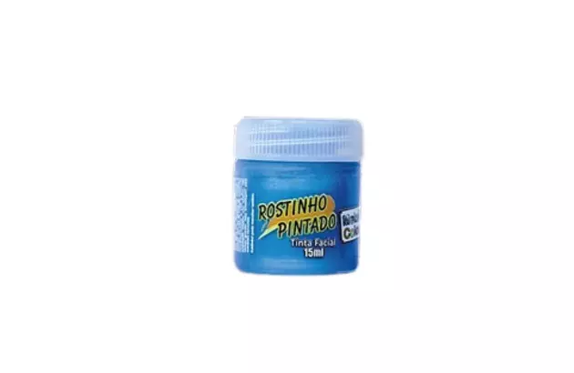 TINTA FACIAL LÍQUIDA METÁLICA 15ML AZUL METALLIC COLORS  - ROSTINHO PINTADO 8004