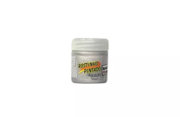 TINTA FACIAL LÍQUIDA METÁLICA 15ML PRATA METALLIC COLORS  - ROSTINHO PINTADO 8003