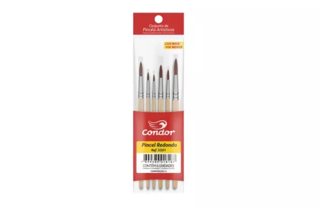 KIT PINCEL DE PELO REDONDO ARTÍSTICO 06 UND 5501 CONDOR