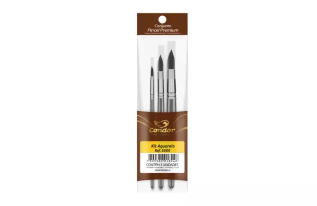 KIT PINCEL AQUARELA 03 UND 5500 CONDOR
