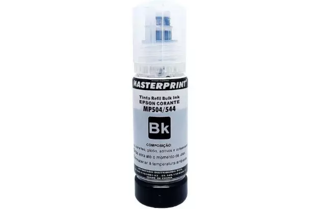 TINTA PARA IMPRESSORA EPSON COMPATÍVEL MP 504/544 BK PRETO 70ML - REFIL MASTERPRINT
