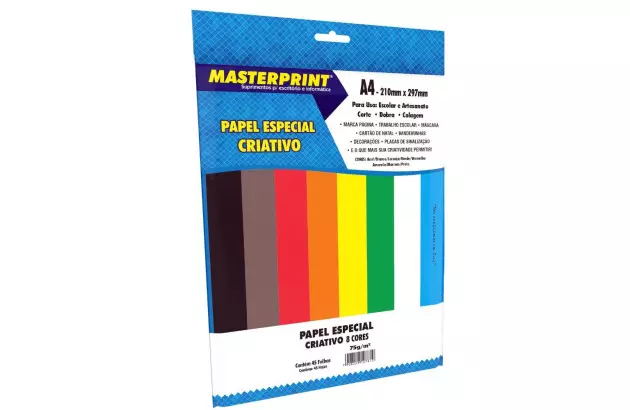 BLOCO DE PAPEL CRIATIVO 8  CORES A4 75G/M² 45FLS MASTERPRINT