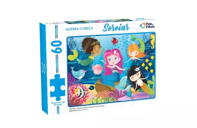 QUEBRA CABEÇA 60 PEÇAS SEREIAS | + 4 ANOS | PAIS & FILHOS REF 791663