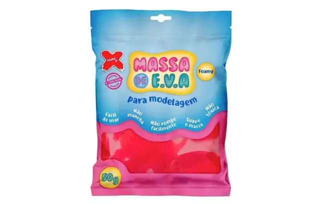 MASSA DE EVA LISA 50G VERMELHO FOAMY - PARA MODELAGEM | MAKE+ 13014