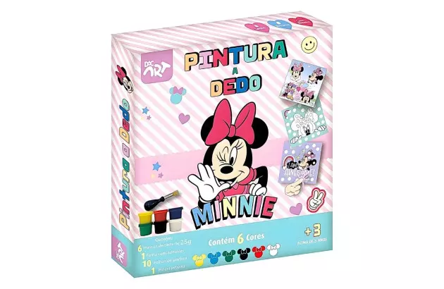 CONJUNTO DE PINTURA A DEDO MINNIE 18 PEÇAS – ACIMA DE 3 ANOS | DAC ART 4712