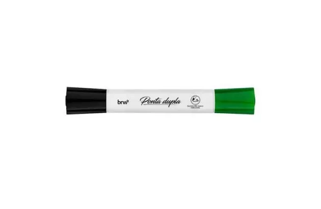 MARCADOR PARA QUADRO BRANCO PONTA DUPLA REDONDA 5MM COR PRETO E VERDE | BRW CA3021