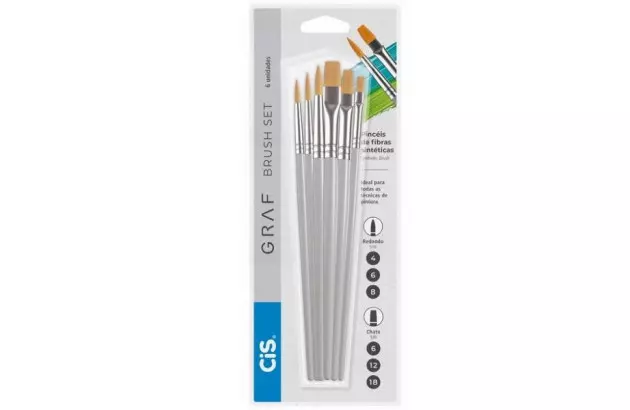 PINCEIS GRAF BRUSH SET 6 UNIDADES 527425 SERTIC - BLISTER