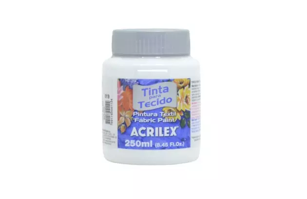 TINTA PARA TECIDO FOSCA 250ML BRANCO 519 - UNIDADE | ACRILEX  4125